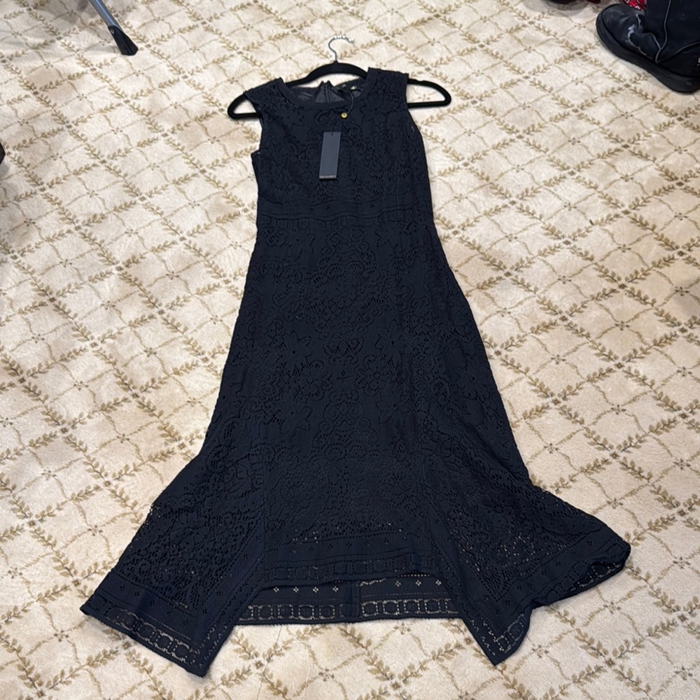 Kobi Halperin Black Asymmetrical Sheath Midi Dress